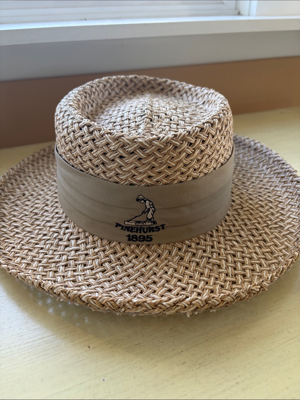Tan Straw Golf Hat for women Size 71/2 by
7 inches by Firethorn
